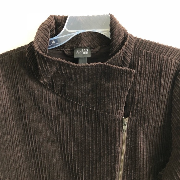Eileen Fisher Corduroy Asymmetric Zip Coat Jacket - Picture 2 of 7